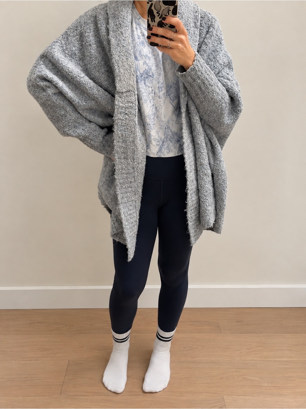 Anthropologie Light Gray Chunky Open-Front Cardigan